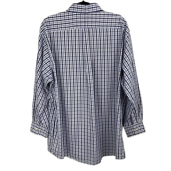 Michael Kors Mens Blue White Gingham Check Button-Front Shirt SZ 17.5 / 32 33 - Picture 2 of 6